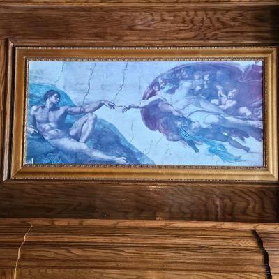 Framed Embellished Art Print - The Creation of Adam by Michelangelo in a beautiful Gilded Frame 67" x 34"