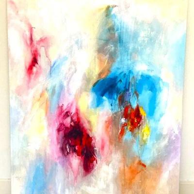 Abstract Multicolored Watercolor Canvas Print - 40" x 50"
