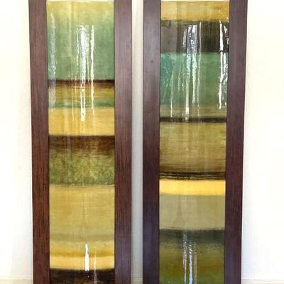 - Large Framed Decorative Wall Art - Set of Two. Z Gallery Abstract Warm Toned Framed Wall Art. 6ft Tall!
