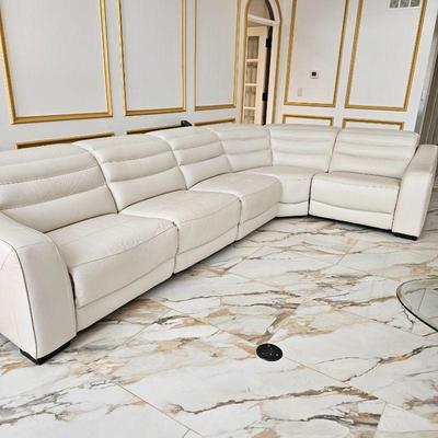  White Sectional Sofa with 3 Recliners