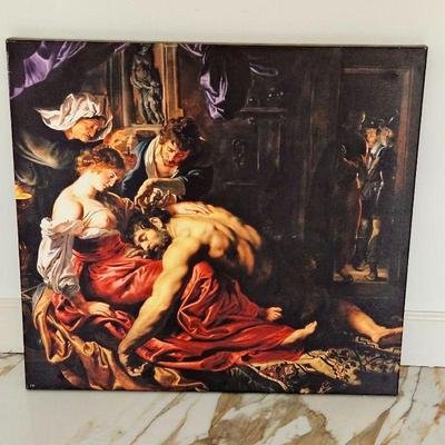  Peter Paul Rubens "Samson and Delilah" Canvas Stretched over Wood Block Frame 28" x 30"