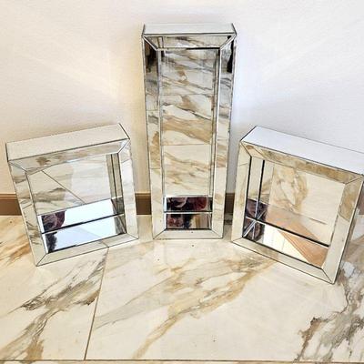 Lot of Three Dimensional Wall Mirrors from ZGALLERIE - Two Square and One Rectangle