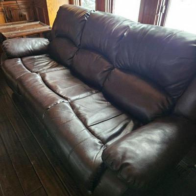 Brown Recliner Sofa with Two Hand Lever Recliners on Either End 7ft x 27"