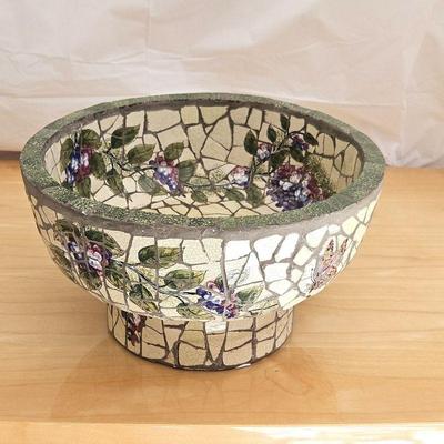 Beautiful Mosaic Tile Pedestal Bowl w/ Hummingbirds and Butterflies