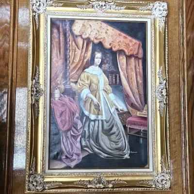 Antique Original Art signed M. Blanco - in Ornate Gilded Frame 33"W x 44"H