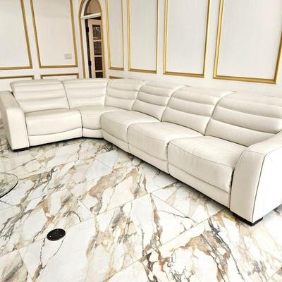  White Sectional Sofa with 3 Recliners