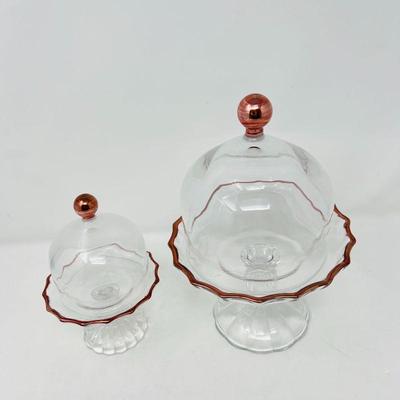  Set of 2 Mini Pastry Displays - Glass and Rose Gold.
