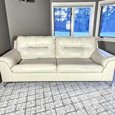  Ashley Furniture Faux Leather Cream Couch