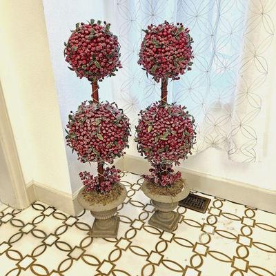 Pair of Frosted Berry Topiaries 39"Tall