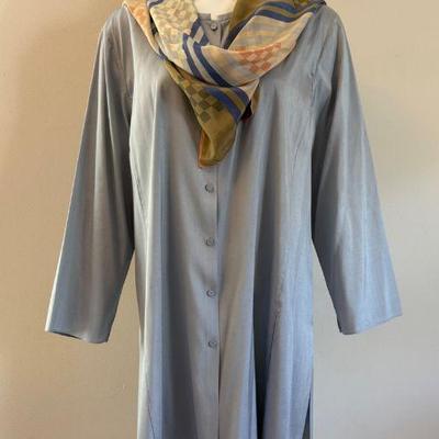 Pale Blue Silk Jacket & Scarf - Eileen Fisher/Anne Klein