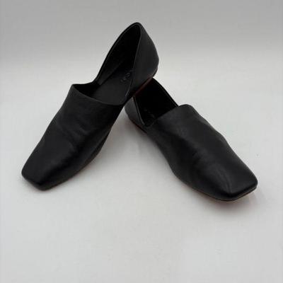 Black Leather Suede Minimalist Flats - Vince