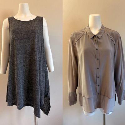 Grey Silk Shirt & Knit Tunic - Poetry/Eileen Fisher