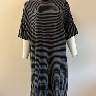 Black & Grey Striped Wool Sweater Dress - Eileen Fisher - New w/ Tag