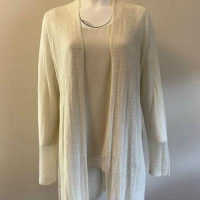 Ivory Hemp Cardigan & Silk Shell Duo - Eileen Fisher