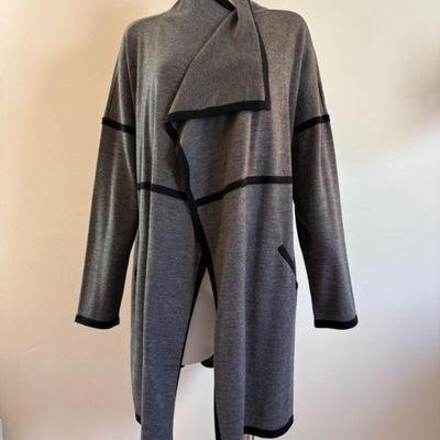 Black & Grey Long Sweater Coat - Eileen Fisher - New w/ Tag