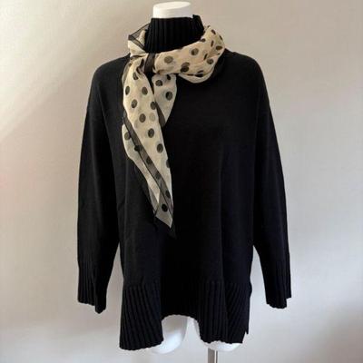 Soft Black Wool Sweater & Scarf - Eileen Fisher