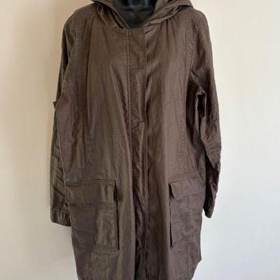 Water-Resistant Brown Linen Coat - Eileen Fisher