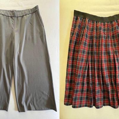 Grey Knit Pants & Plaid Skirt - Eileen Fisher/Joan Rivers - New w/ Tag