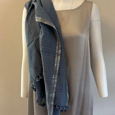 Silver Silk Shell & Scarf - Eileen Fisher - New w/ Tag