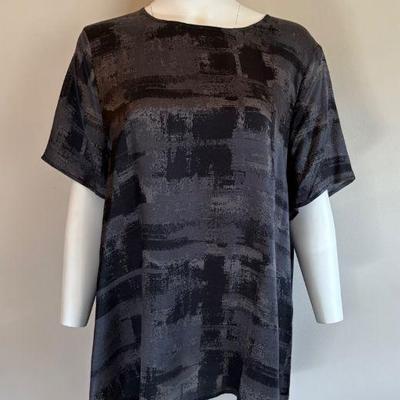 Grey & Black Print Silk Shirt - Eileen Fisher - New w/ Tag