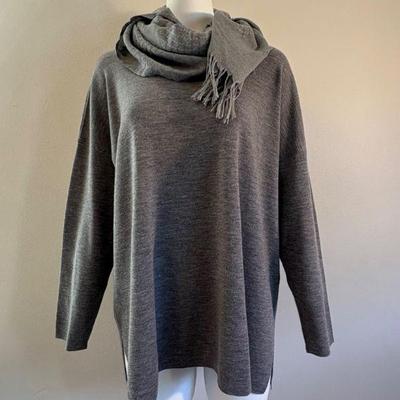 Grey On Grey Wool Sweater & Scarf - Eileen Fisher