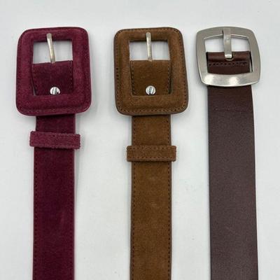Leather & Suede Belt Trio - Calvin Klein/Eileen Fisher (?)