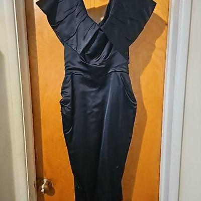 Vintage Black Silky Evening Gown