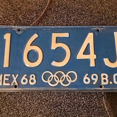 Vintage 1968-69 Mexico Olympic License Plate