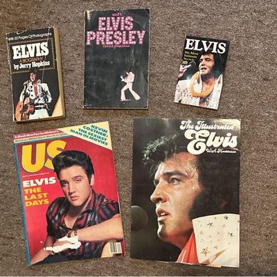 Collection of Vintage Elvis Presley Books and 1987 US Magazine