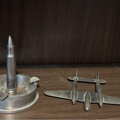 Vintage Trench Art Ashtray and Plane