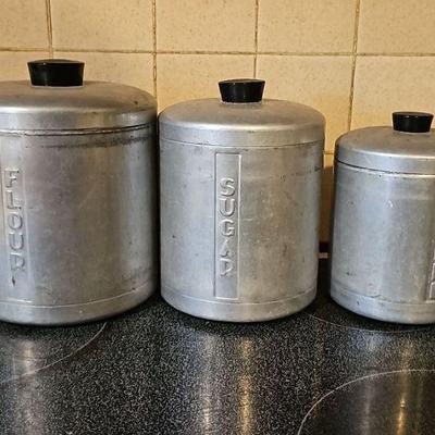 Vintage 1950's Aluminum Kitchen Canisters