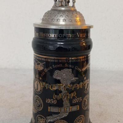 Rare Ransbach-baumbach Westerworld "Vietnam Memorial" Stein with The Three Soldiers Figure Lid - With COA