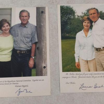 Vintage Signed Photos of Laura & George W. Bush - 8" x 10"