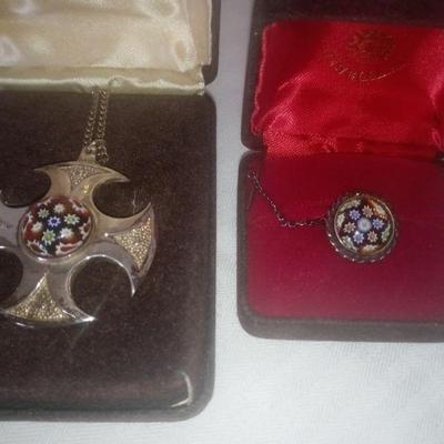vintage sterling millefiori jewelry
