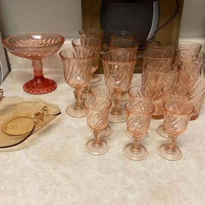 Pink depression, glass