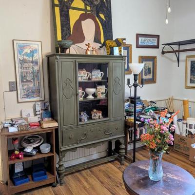 Vintage China cabinet, original artwork