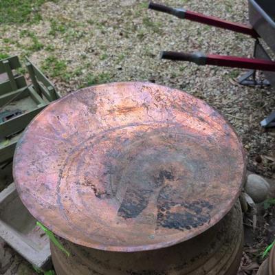 Copper bird bath