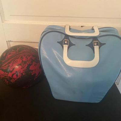 Vintage bowling ball & case