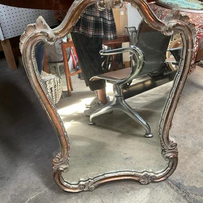 Silver And Copper Toned Wooden Mirror