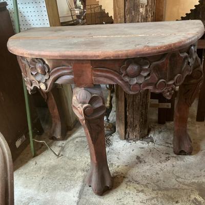 Carved Flowers Half Table