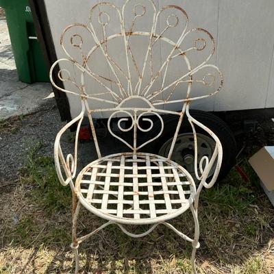 Peacock Fan Back Wrought Iron Chair