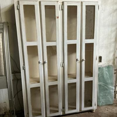 Slim Double Wood Glass Cabinet