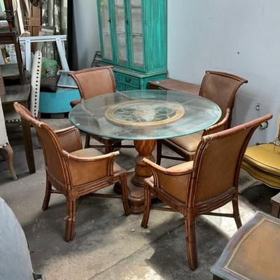 Bamboo Rattan Dining Set