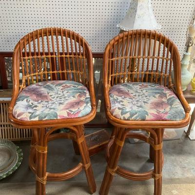 Pair Of Rattan Swivel Chairs