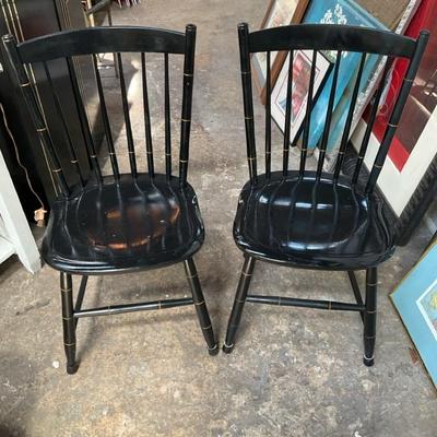 Vintage Hitchcock Spindle-Back Chairs Pair #1