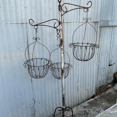 Wrought Iron Hanging Basket Tree