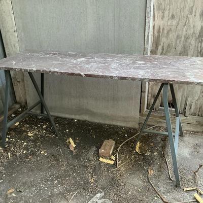 Dusky Pink Granite Industrial Console Table