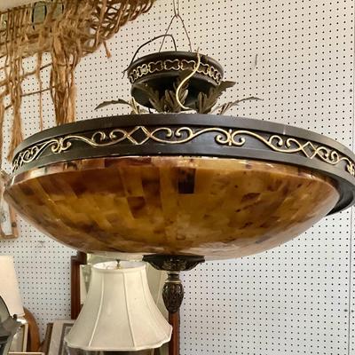 Vintage Faux Tortoise Shell Chandelier  With Gold Accents