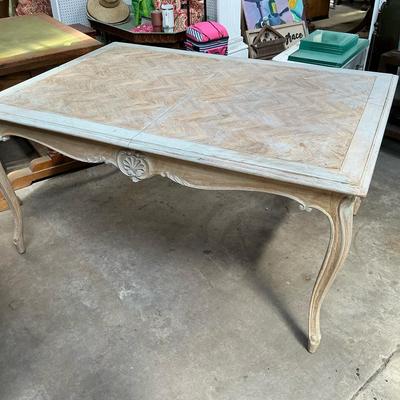 French Provincial Herringbone Wood Dining Table