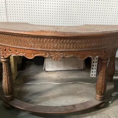 Vintage Ornate Wood Carved C-Desk